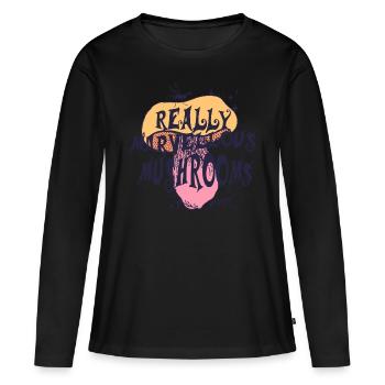 Merveilleux champignons - T-shirt manches longues Premium bio Femme - noir - Devant - Julia (174cm)