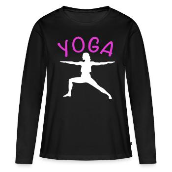 Yoga exercise for a workout - Women's Premium Organic Long Sleeve Shirt - black - Front - Julia (174cm)
