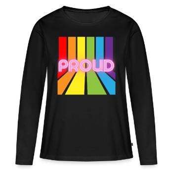 proud pride lgbt lgbtqi - T-shirt manches longues Premium bio Femme - noir - Devant - Julia (174cm)