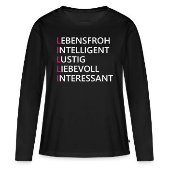 Lilli Name Geschenk - Frauen Premium Bio Langarmshirt - Schwarz - Vorne - Julia (174cm)