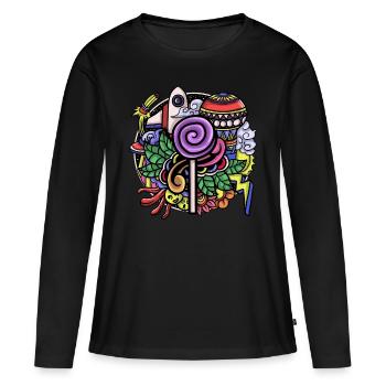 Hippie - T-shirt manches longues Premium bio Femme - noir - Devant - Julia (174cm)