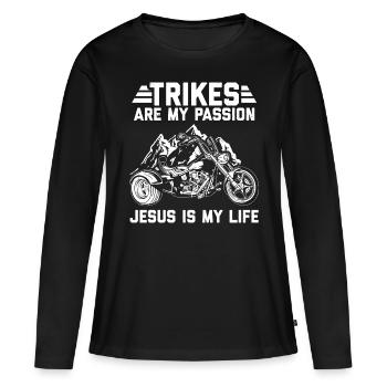 Triker - Frauen Premium Bio Langarmshirt - Schwarz - Vorne - Julia (174cm)