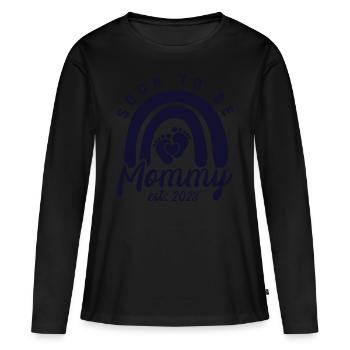 Je serai enfin mère, grossesse en 2023 - T-shirt manches longues Premium bio Femme - noir - Devant - Julia (174cm)