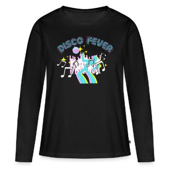 DISCO FEVER - T-shirt manches longues Premium bio Femme - noir - Devant - Julia (174cm)
