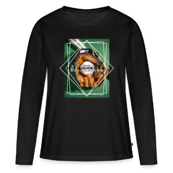 Baseball Ball Handschuh Schläger Vintage Retro - Frauen Premium Bio Langarmshirt - Schwarz - Vorne - Julia (174cm)