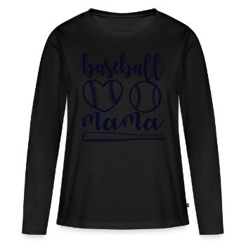 Baseball ist das beste Spiel, Baseball Mama - Frauen Premium Bio Langarmshirt - Schwarz - Vorne - Julia (174cm)