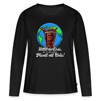 Rettet die Erde... Cola - Frauen Premium Bio Langarmshirt - Schwarz - Vorne - Julia (174cm)