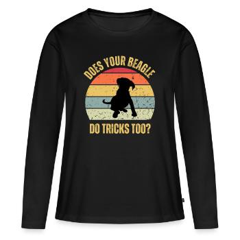 Macht dein Beagle auch Tricks - Frauen Premium Bio Langarmshirt - Schwarz - Vorne - Julia (174cm)