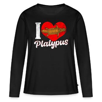 Ornithorynque - T-shirt manches longues Premium bio Femme - noir - Devant - Julia (174cm)