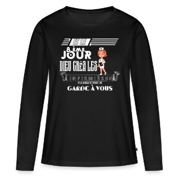 Infirmière : une vocation divine - T-shirt manches longues Premium bio Femme - noir - Devant - Julia (174cm)