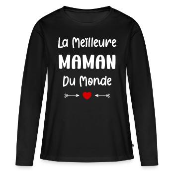 Meilleure maman - T-shirt manches longues Premium bio Femme - noir - Devant - Julia (174cm)