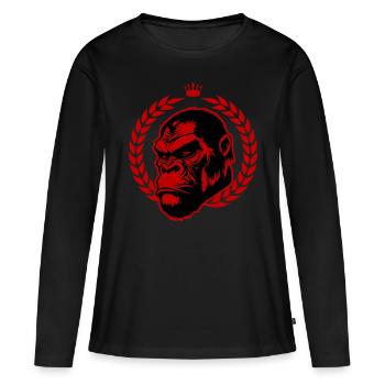 Gorilla Head - Women's Premium Organic Long Sleeve Shirt - black - Front - Julia (174cm)