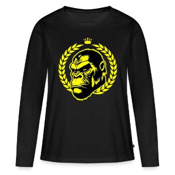 Gorilla Head - Women's Premium Organic Long Sleeve Shirt - black - Front - Julia (174cm)