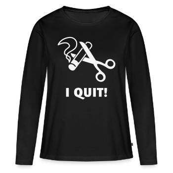 Ich kündige! (Ex-Raucher / Rauchen aufhören / Weiß) - Frauen Premium Bio Langarmshirt - Schwarz - Vorne - Julia (174cm)