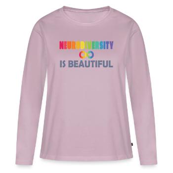 La neurodiversité, c’est beau - T-shirt manches longues Premium bio Femme - rose poudré - Devant - Julia (174cm)