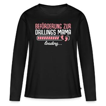 Drillinge Schwangerschaft Werdende Drillings Mama - Frauen Premium Bio Langarmshirt - Schwarz - Vorne - Julia (174cm)
