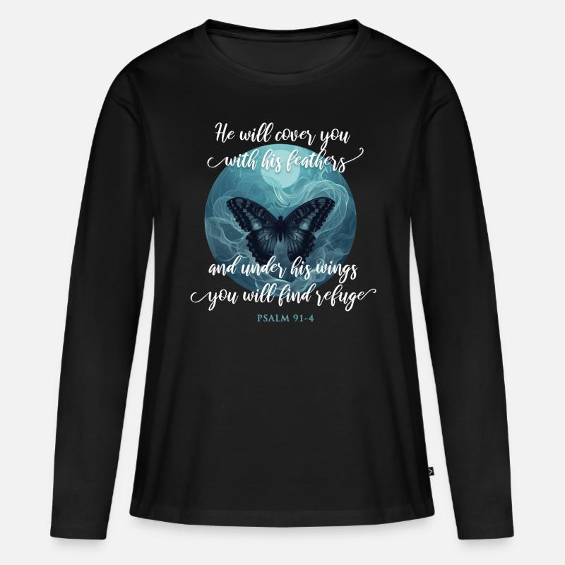 Christliches Zitat Bibelvers Religiös - Frauen Premium Bio Langarmshirt - Schwarz