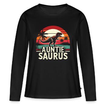 Tropical Vibes Auntiesaurus Dinosaur Sunset - Women's Premium Organic Long Sleeve Shirt - black - Front - Julia (174cm)