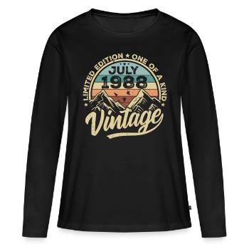 Né en juillet 1988 Né en juillet 1988 Né en juillet 1988 - T-shirt manches longues Premium bio Femme - noir - Devant - Julia (174cm)