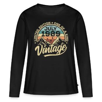 Né en juillet 1989 Né en juillet 1989 Né en juillet 1989 - T-shirt manches longues Premium bio Femme - noir - Devant - Julia (174cm)