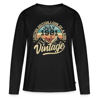 Né en juillet 1981 Né en juillet 1981 Né en juillet 1981 - T-shirt manches longues Premium bio Femme - noir - Devant - Julia (174cm)