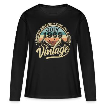 Né en juillet 1969 Né en juillet 1969 Né en juillet 1969 - T-shirt manches longues Premium bio Femme - noir - Devant - Julia (174cm)