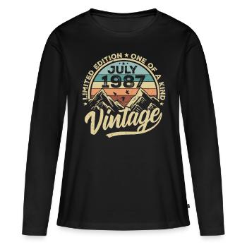 Né en juillet 1987 Né en juillet 1987 Né en juillet 1987 - T-shirt manches longues Premium bio Femme - noir - Devant - Julia (174cm)