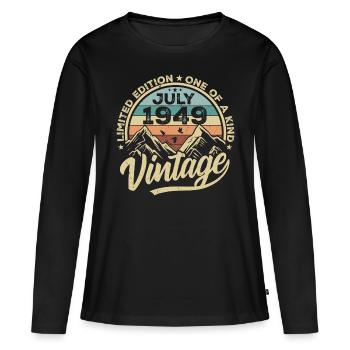 Né en juillet 1949 Né en juillet 1949 Né en juillet 1949 - T-shirt manches longues Premium bio Femme - noir - Devant - Julia (174cm)