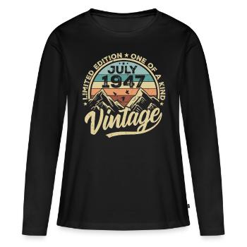 Né en juillet 1947 Né en juillet 1947 Né en juillet 1947 - T-shirt manches longues Premium bio Femme - noir - Devant - Julia (174cm)