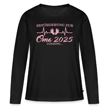 Werdende Oma 2025 Schwangerschaft ankündigen - Frauen Premium Bio Langarmshirt - Schwarz - Vorne - Julia (174cm)