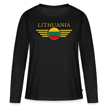 Ich liebe Litauen, Eleganz Stil Design T-Shirt - Frauen Premium Bio Langarmshirt - Schwarz - Vorne - Julia (174cm)