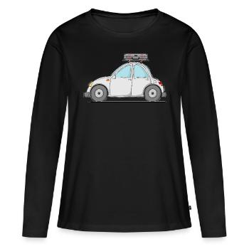 Voiture avec valise sur le toit en gris - T-shirt manches longues Premium bio Femme - noir - Devant - Julia (174cm)