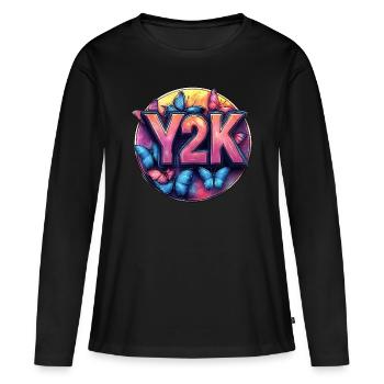 Y2K Butterfly Retro - Women's Premium Organic Long Sleeve Shirt - black - Front - Julia (174cm)