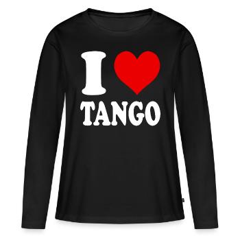 J’aime Tango Danse Danse Coeur Drôle - T-shirt manches longues Premium bio Femme - noir - Devant - Julia (174cm)