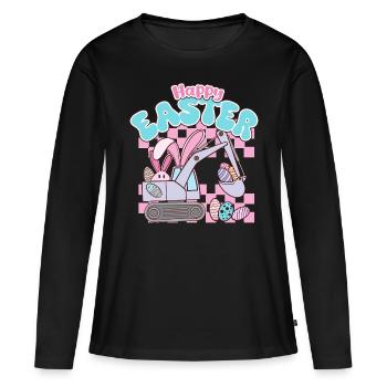 Joyeuses Pâques - T-shirt manches longues Premium bio Femme - noir - Devant - Julia (174cm)