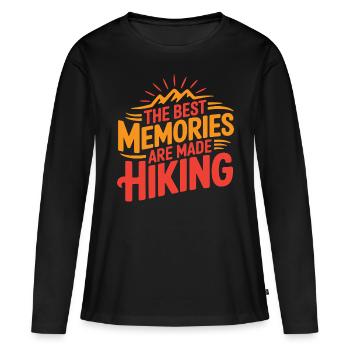 Wandern - Frauen Premium Bio Langarmshirt - Schwarz - Vorne - Julia (174cm)