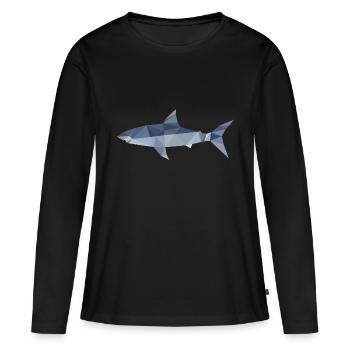 Requin polygone - T-shirt manches longues Premium bio Femme - noir - Devant - Julia (174cm)