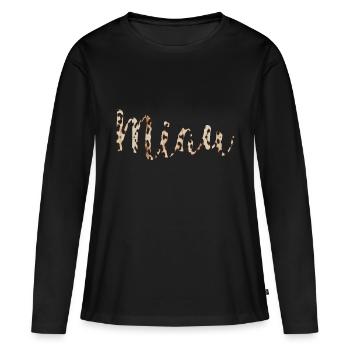Meow Leoprint - Pattern Leopard - Women's Premium Organic Long Sleeve Shirt - black - Front - Julia (174cm)