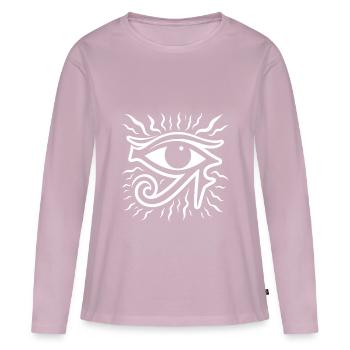 Symbole de l’œil d’Horus en Égypte - T-shirt manches longues Premium bio Femme - rose poudré - Devant - Julia (174cm)