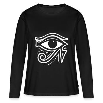Symbole de l’œil d’Horus en Égypte - T-shirt manches longues Premium bio Femme - noir - Devant - Julia (174cm)