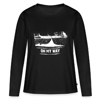Sur mon chemin - motard motard - T-shirt manches longues Premium bio Femme - noir - Devant - Julia (174cm)