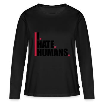 bars cool logo humans text sticker fuck you fu - Women's Premium Organic Long Sleeve Shirt - black - Front - Julia (174cm)