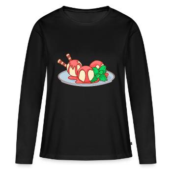 Crème glacée, crème glacée, crème glacée, crème glacée, boule, crème glacée, sundae - T-shirt manches longues Premium bio Femme - noir - Devant - Julia (174cm)