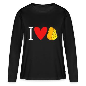 Fromage J’aime le fromage - T-shirt manches longues Premium bio Femme - noir - Devant - Julia (174cm)