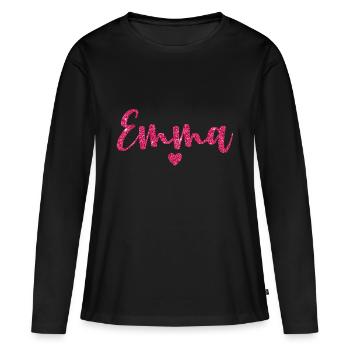 Emma Coeur Rose - T-shirt manches longues Premium bio Femme - noir - Devant - Julia (174cm)