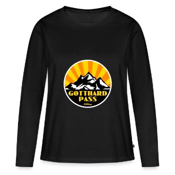 Gotthard Pass - Frauen Premium Bio Langarmshirt - Schwarz - Vorne - Julia (174cm)