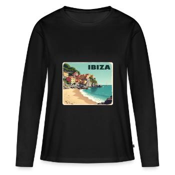 Ibiza Balearen - Frauen Premium Bio Langarmshirt - Schwarz - Vorne - Julia (174cm)