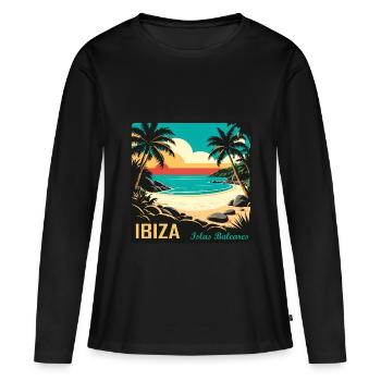 Ibiza Balearen - Frauen Premium Bio Langarmshirt - Schwarz - Vorne - Julia (174cm)