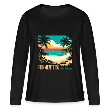 Formentera Balearen - Frauen Premium Bio Langarmshirt - Schwarz - Vorne - Julia (174cm)