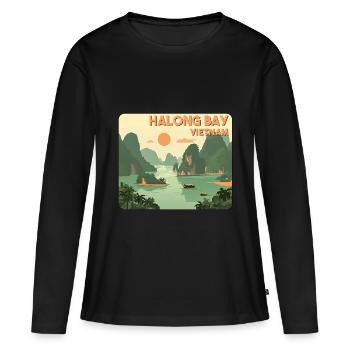 Baie d’Halong, Vietnam - T-shirt manches longues Premium bio Femme - noir - Devant - Julia (174cm)